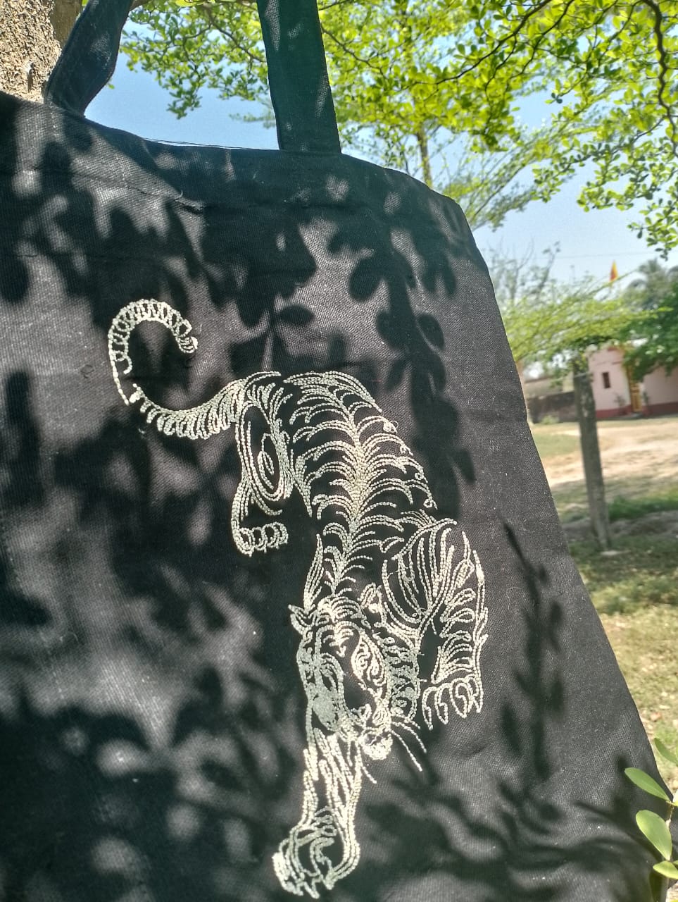 Tiger Embroidery Tote Bag