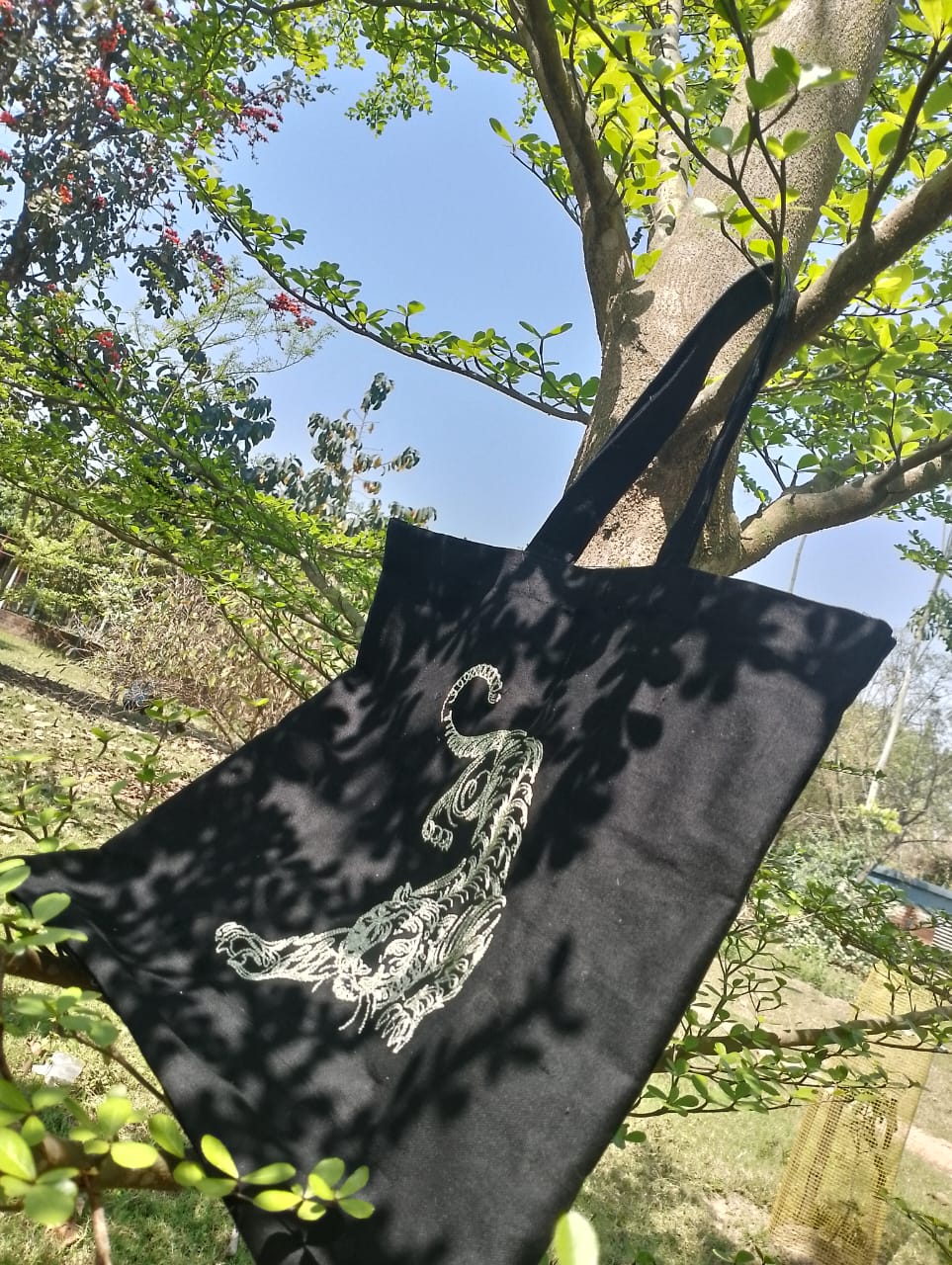 Tiger Embroidery Tote Bag
